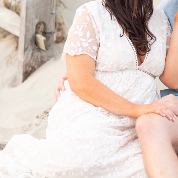 White lace floral maxi dress size XL - Picture 3 of 3